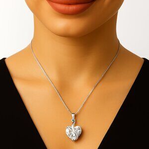 Heart's Embrace Necklace made with Swarovski Crystals – Sterling Silver Overlay